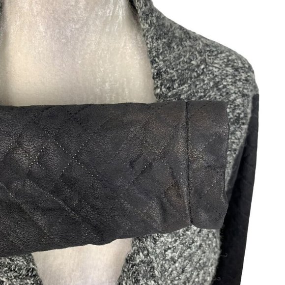 Kikit Marled Open Front Cardigan Sweater Black White Grey Embossed Sleeve M - Picture 5 of 9